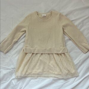 GAP Cream Kids Dress with Tulle Skirt